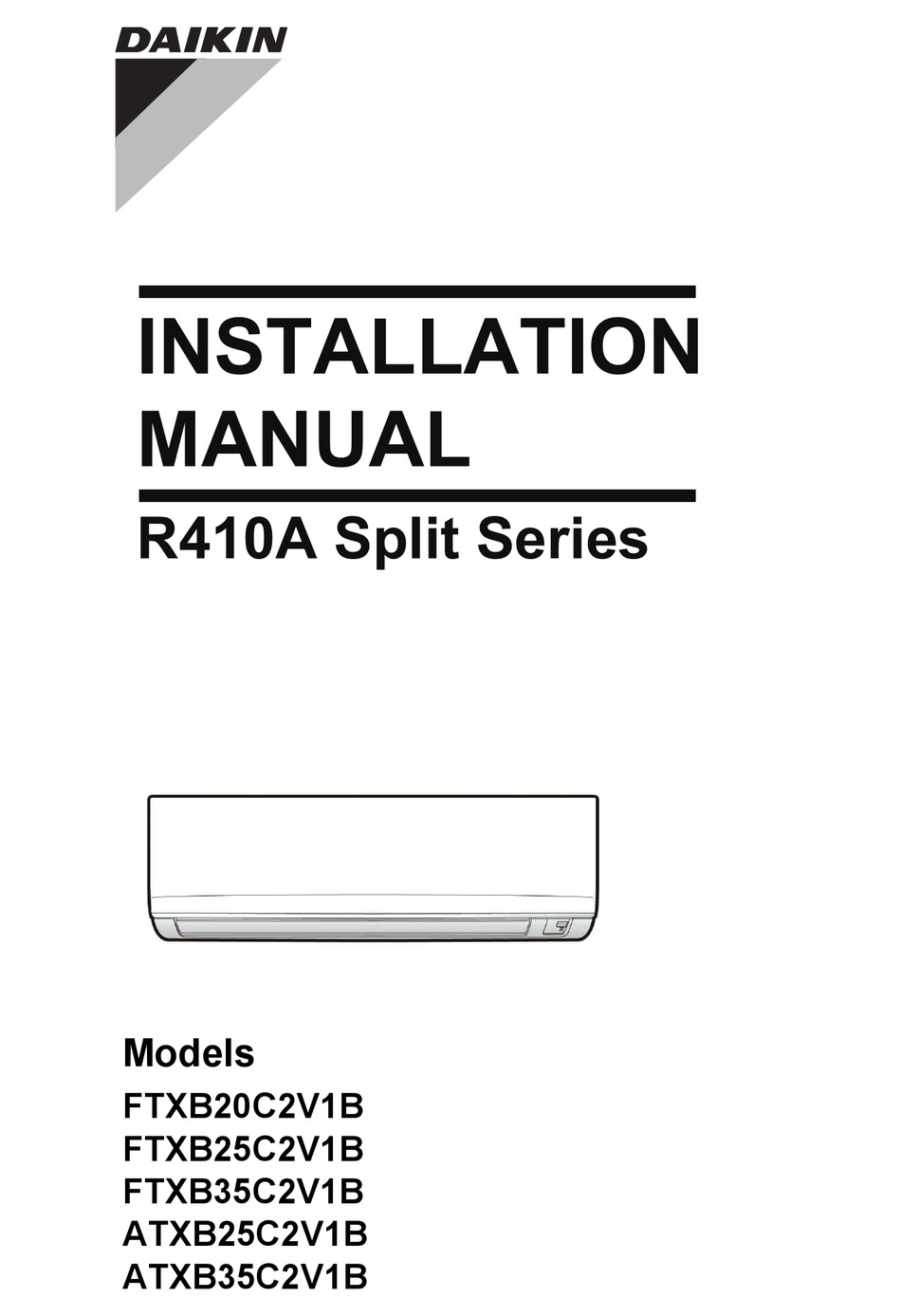 DAIKIN FTXB20C2V1B INSTALLATION MANUAL Pdf Download | ManualsLib