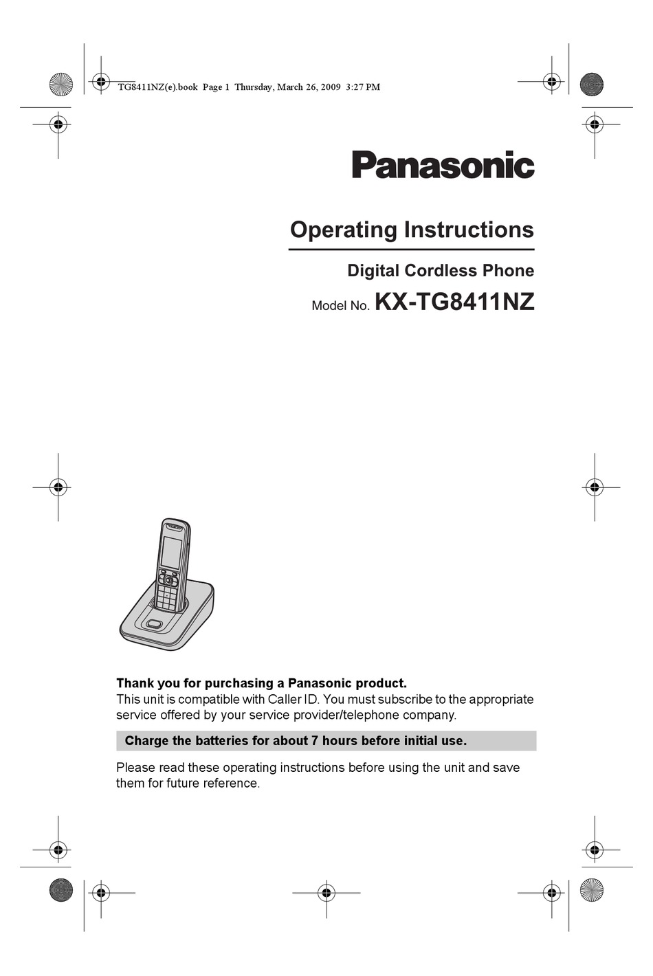PANASONIC KXTG8411NZ OPERATING INSTRUCTIONS MANUAL Pdf Download