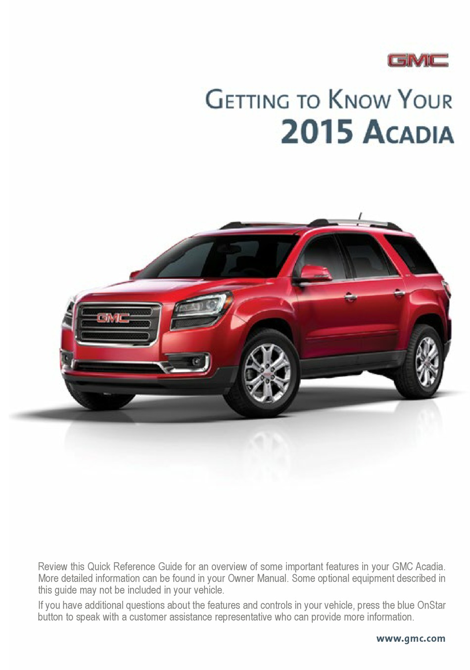 GMC 2015 ACADIA GETTING TO KNOW MANUAL Pdf Download | ManualsLib