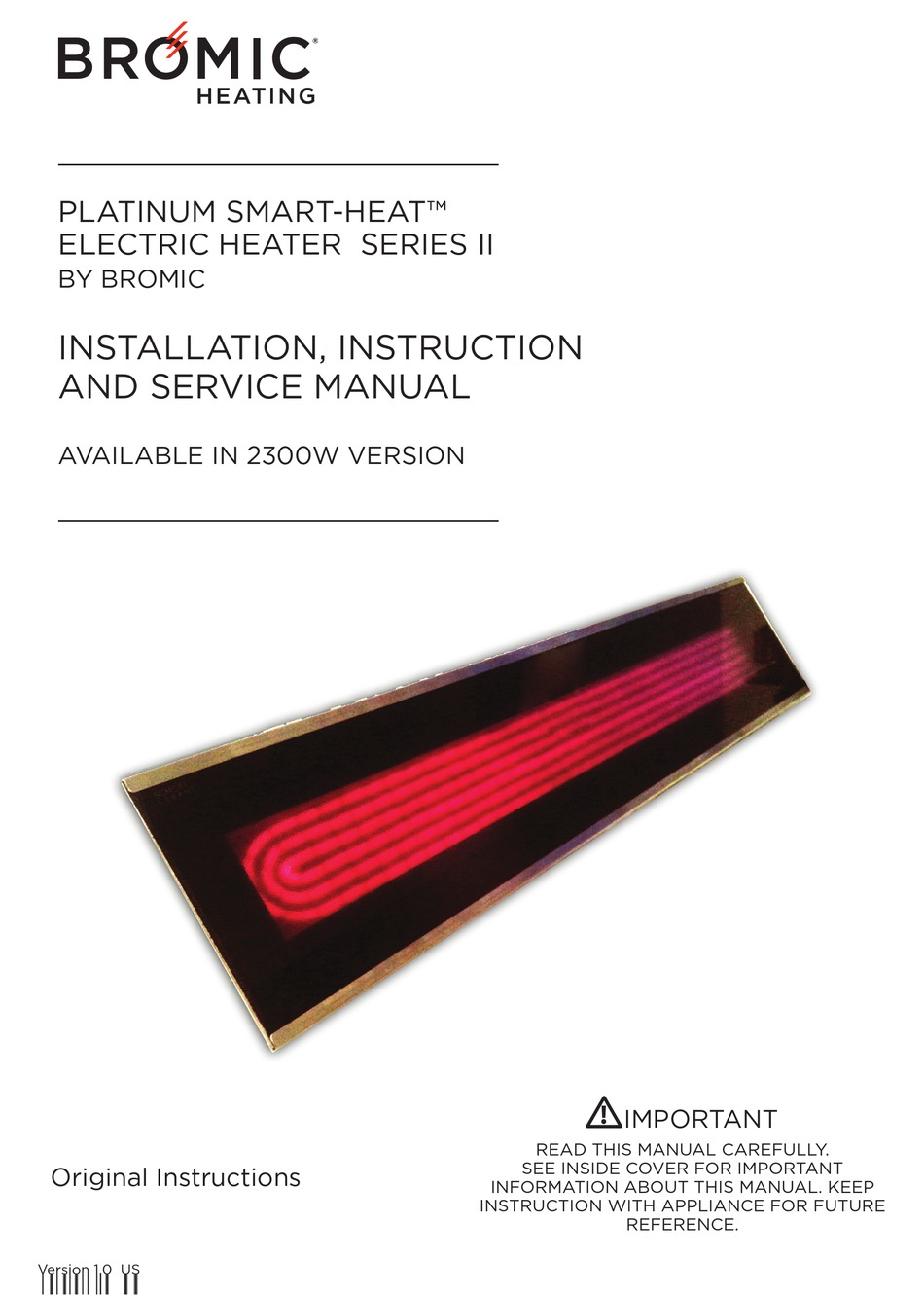 BROMIC HEATING BH0320003 INSTALLATION, INSTRUCTION AND SERVICE MANUAL