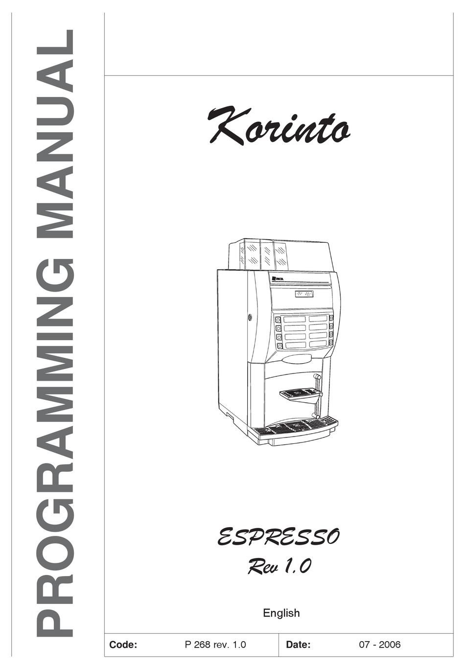 NECTA KORINTO ESPRESSO PROGRAMMING MANUAL Pdf Download | ManualsLib