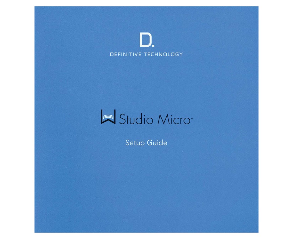 DEFINITIVE TECHNOLOGY W STUDIO MICRO SETUP MANUAL Pdf Download ManualsLib