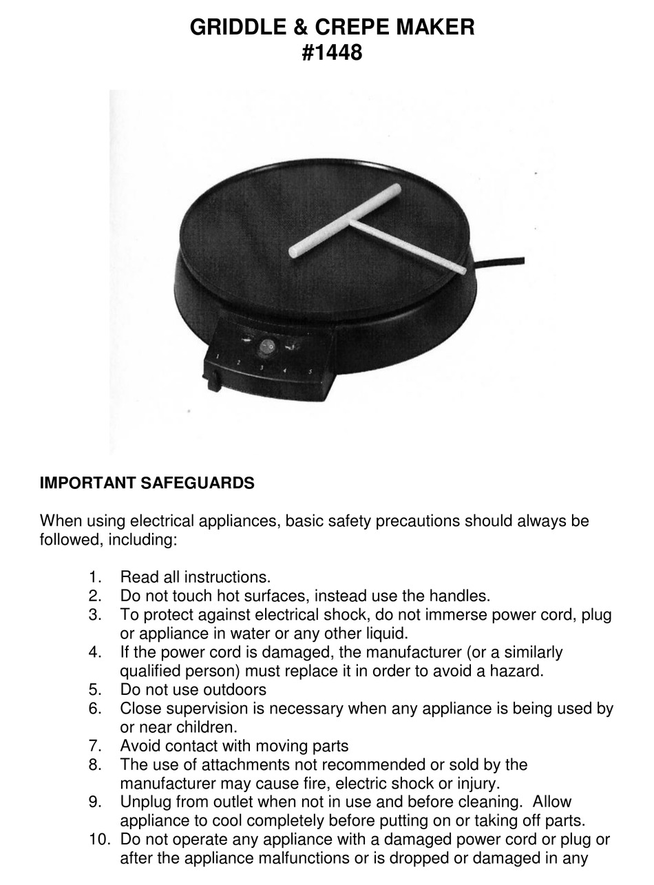 User manual and frequently asked questions CREPE PARTY DUAL PY600025