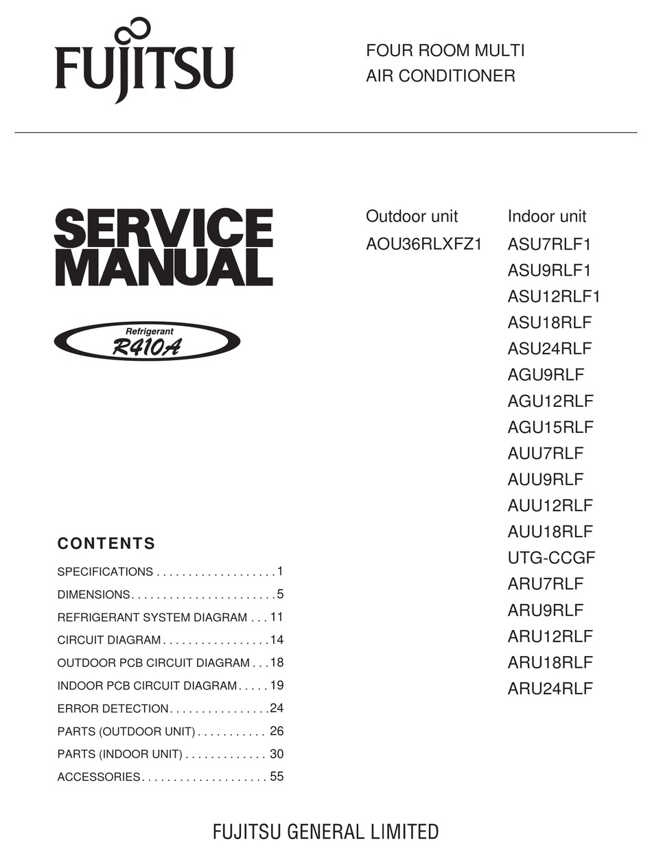 FUJITSU ASU7RLF1 SERVICE MANUAL Pdf Download ManualsLib