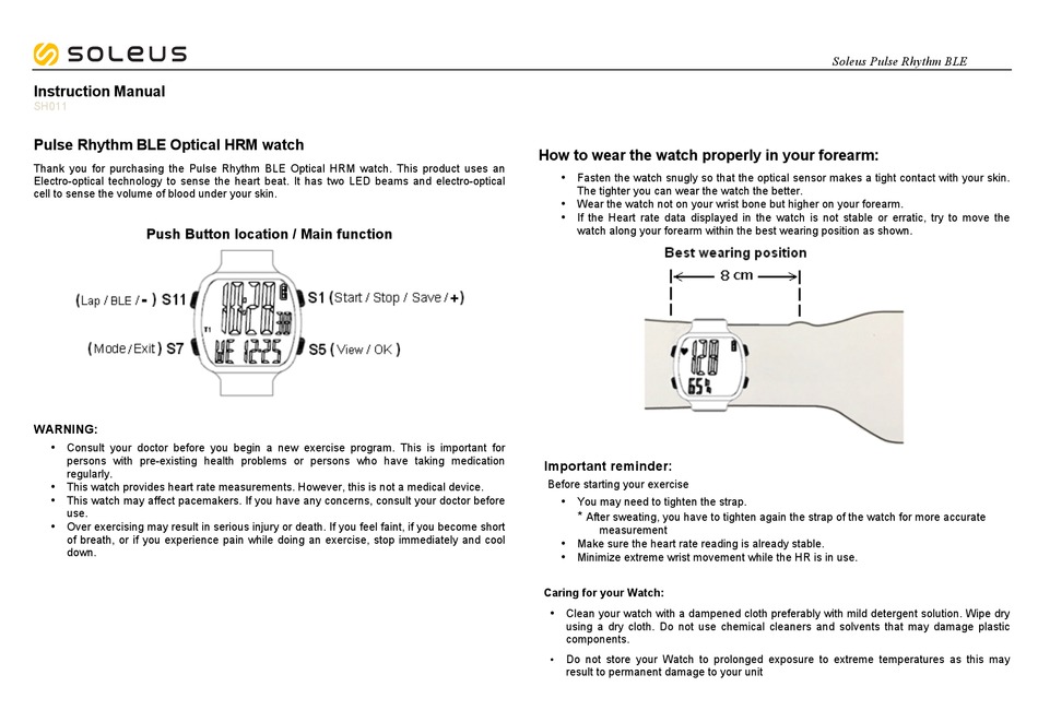 soleus watch instructions