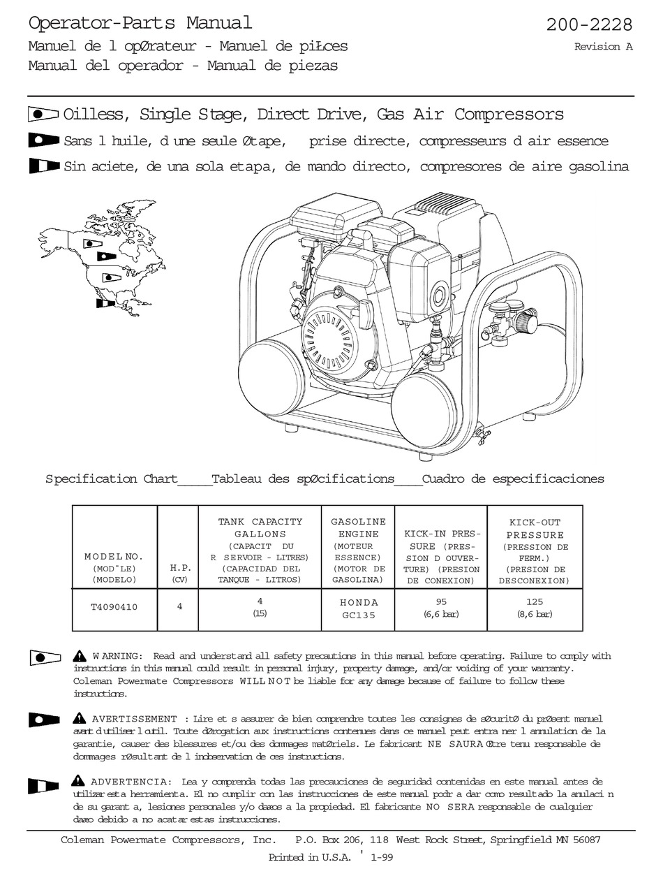 Honda coleman powermate hp 3500 manual pdf