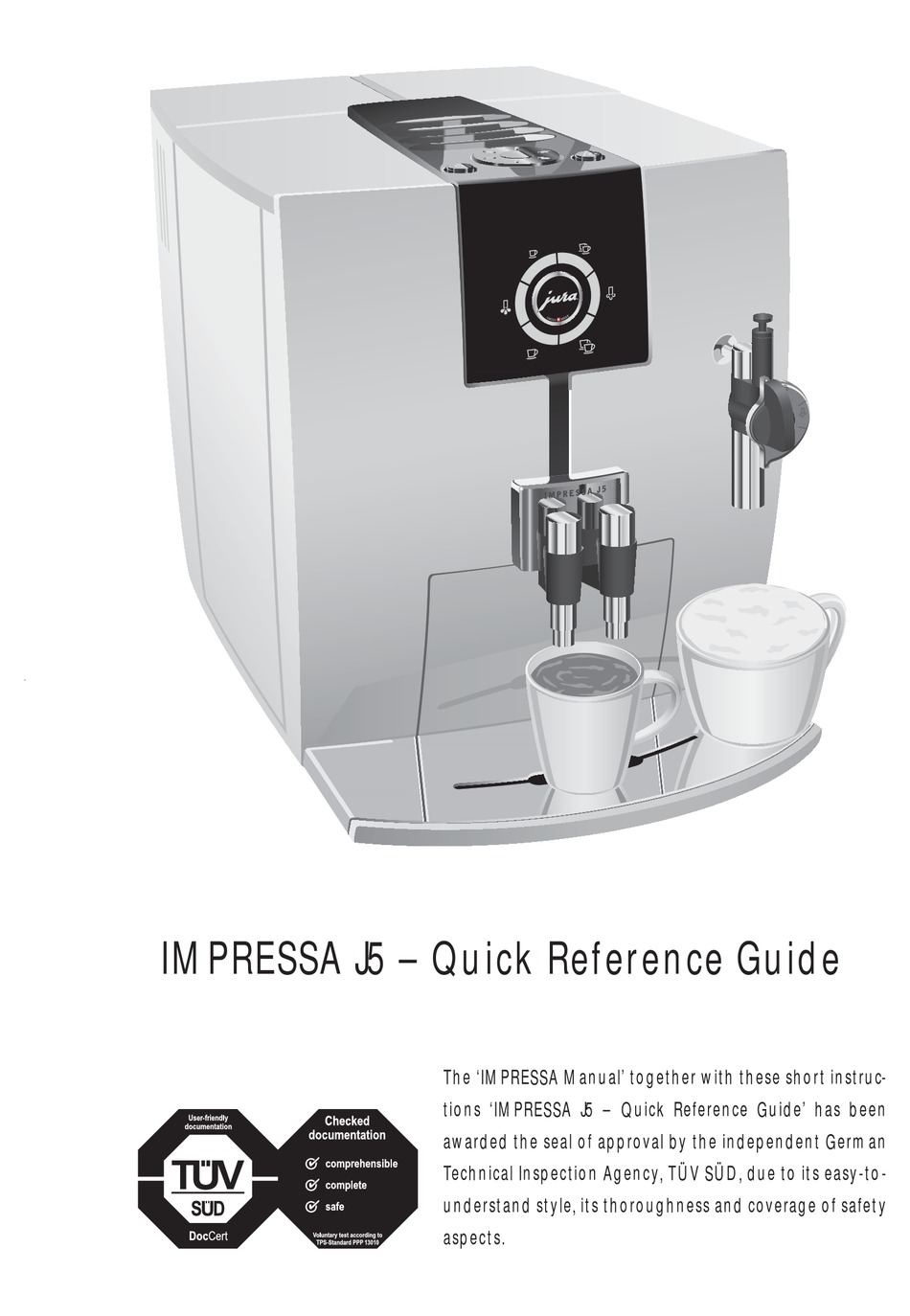 JURA IMPRESSA J5 QUICK REFERENCE MANUAL Pdf Download | ManualsLib