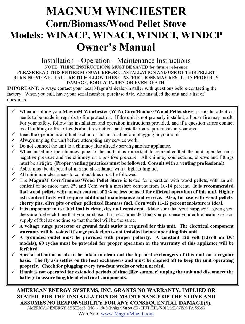 MAGNUM WINCHESTER WINACP OWNER'S MANUAL Pdf Download | ManualsLib