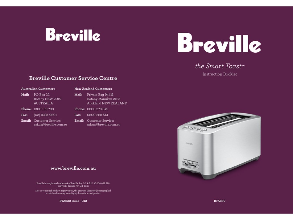 BREVILLE THE SMART TOAST BTA830 