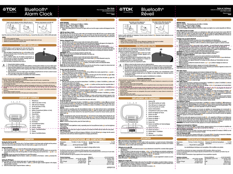 TDK TDKPERFORMANCE TW453 USER MANUAL Pdf Download | ManualsLib