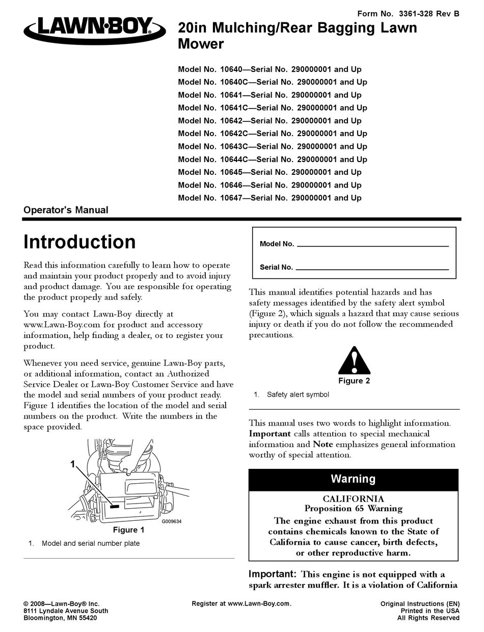 Lawn Boy 10640 Operator S Manual Pdf Download Manualslib