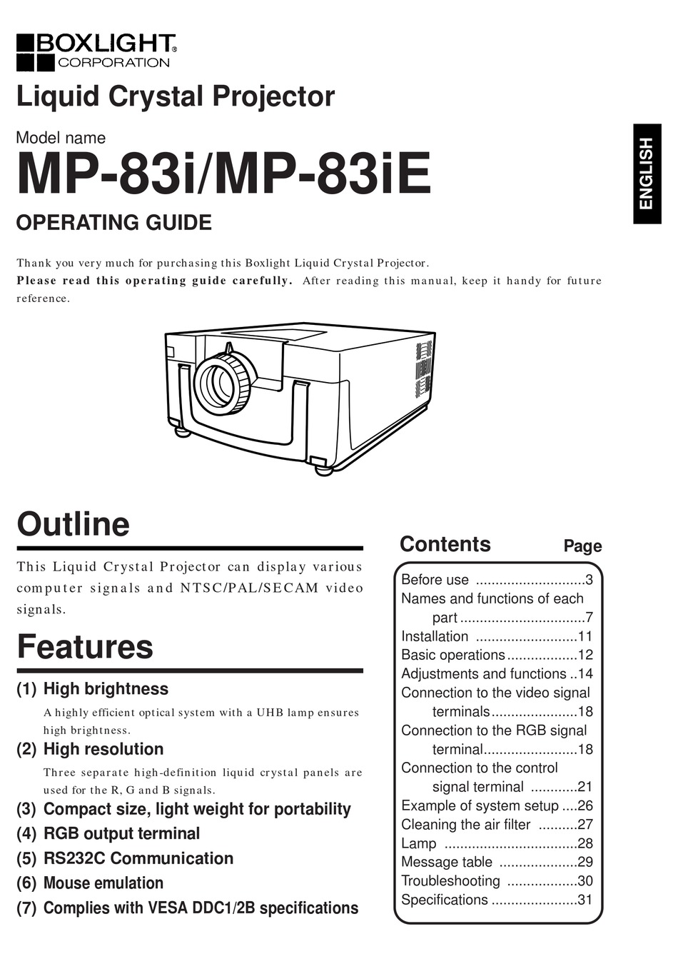BOXLIGHT MP83I OPERATING MANUAL Pdf Download ManualsLib
