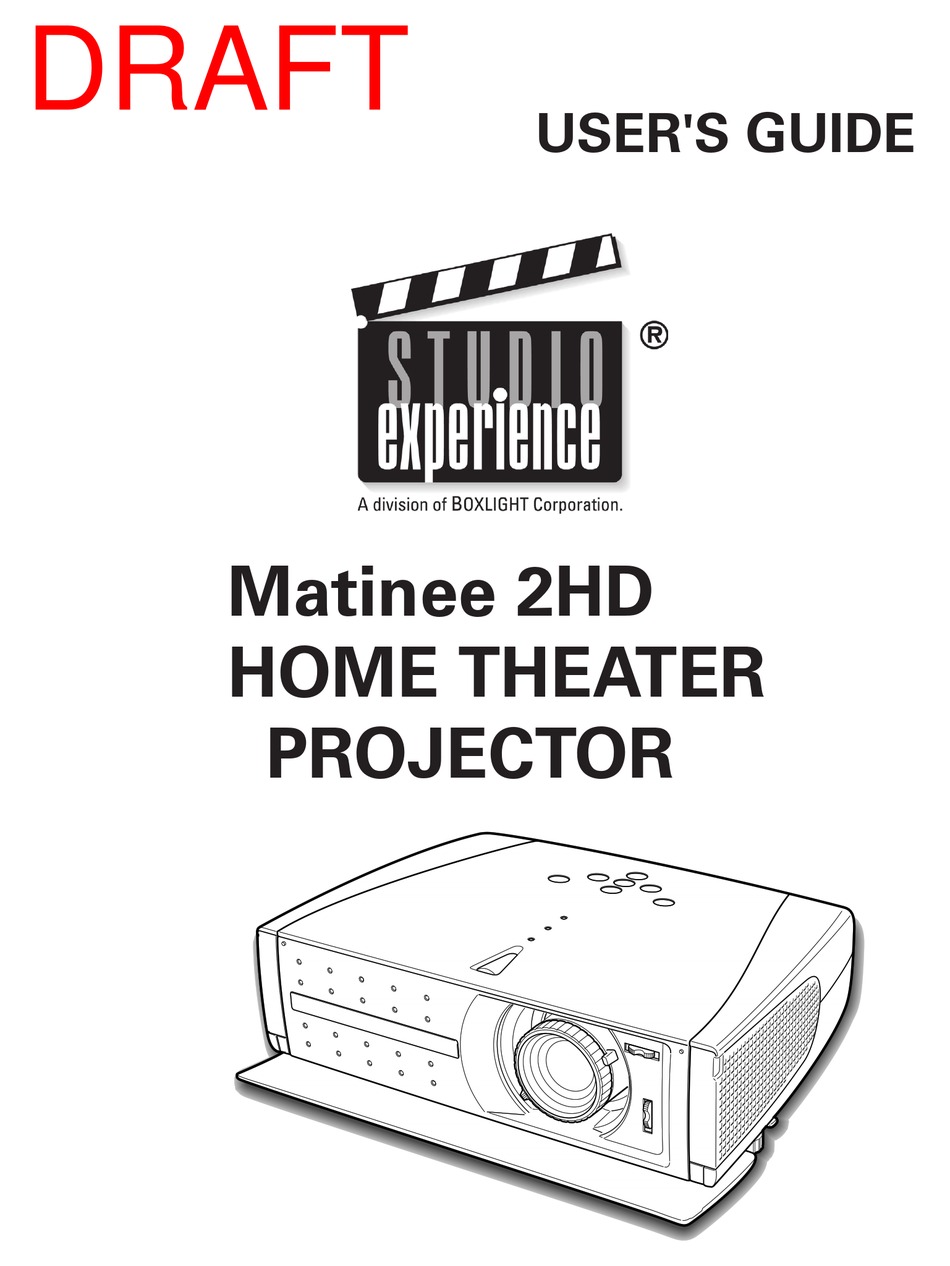 BOXLIGHT STUDIO EXPERIENCE MATINEE 2HD USER MANUAL Pdf Download