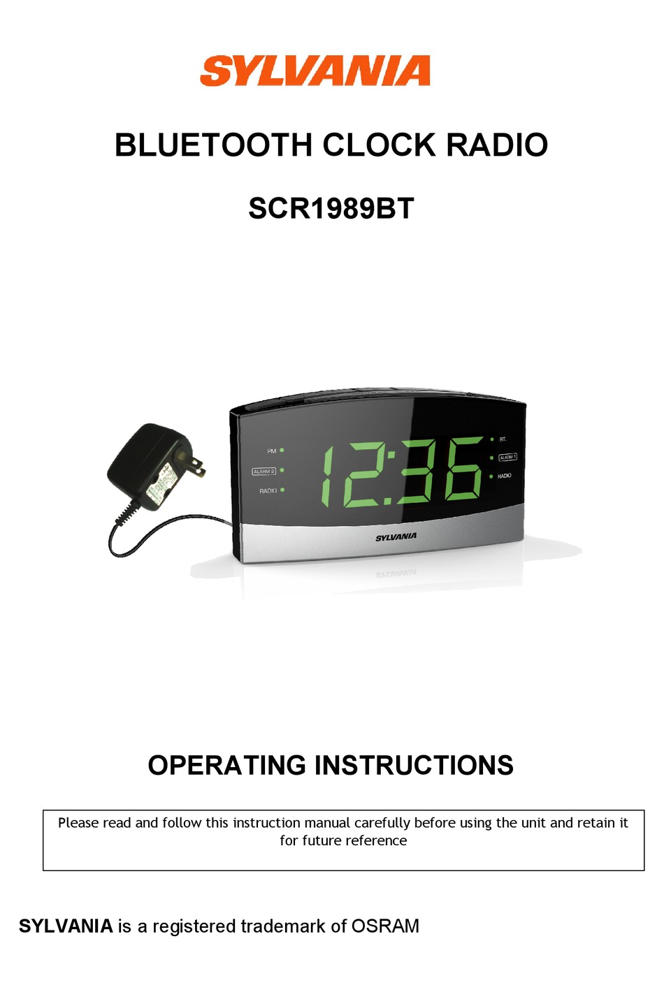 SYLVANIA SCR1989BT OPERATING INSTRUCTIONS MANUAL Pdf Download | ManualsLib