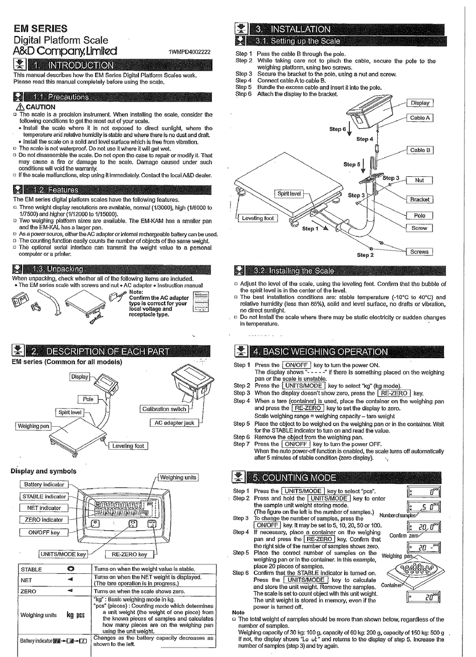 A&D EM SERIES INSTRUCTION MANUAL Pdf Download | ManualsLib