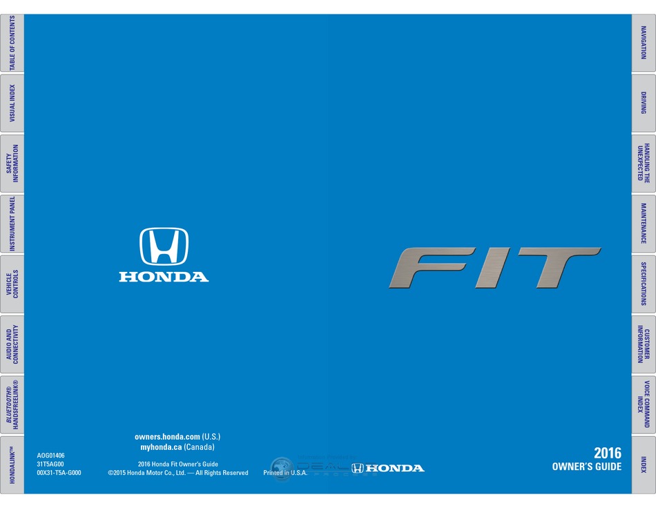 HONDA 2016 FIT OWNER'S MANUAL Pdf Download | ManualsLib