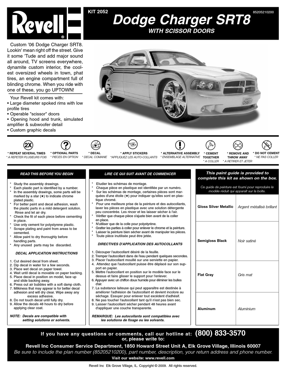 REVELL DODGE CHARGER SRT8 INSTRUCTION MANUAL Pdf Download ManualsLib