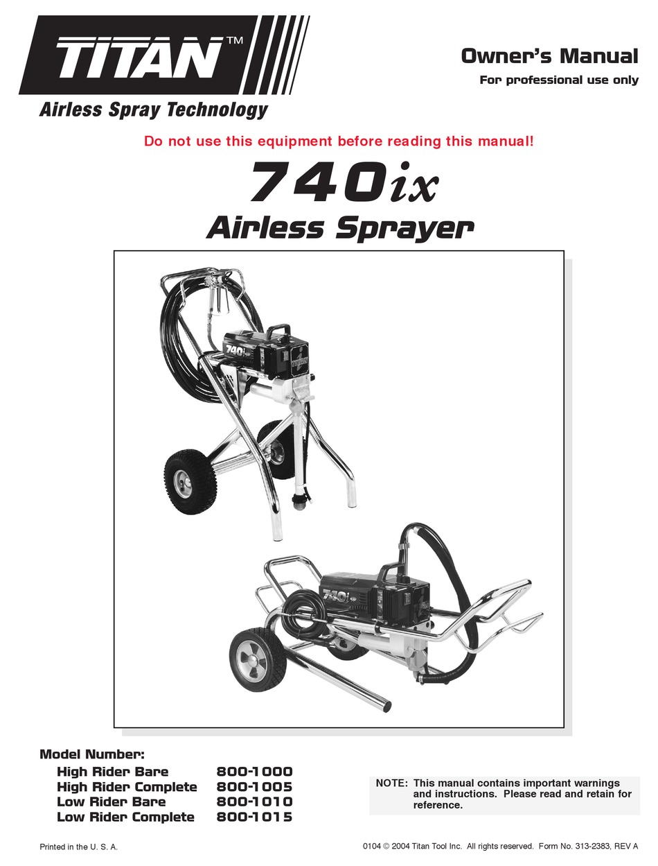 TITAN 740IX OWNER'S MANUAL Pdf Download ManualsLib