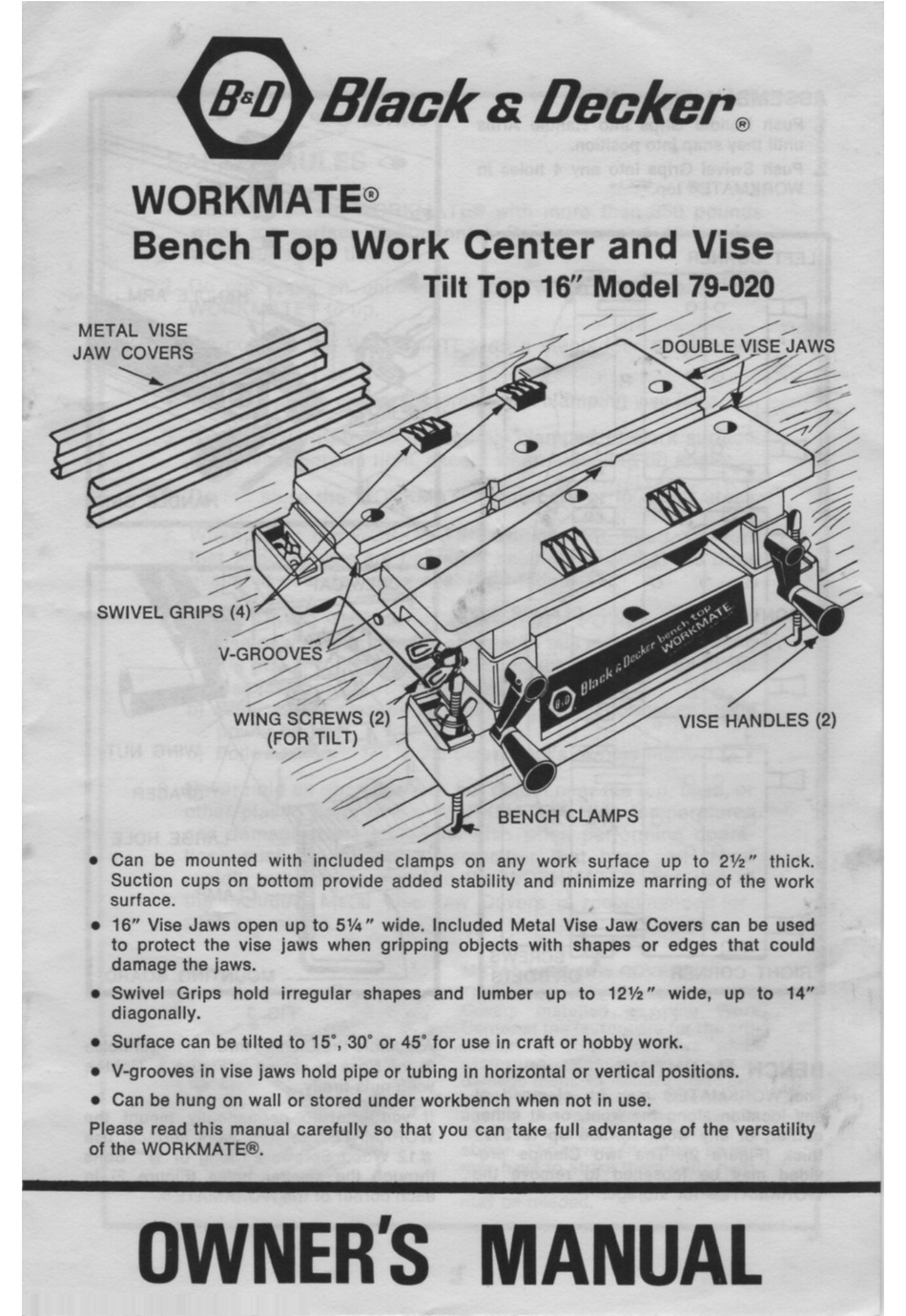 Black & Decker 79-032 Type 3 Parts Diagram for Workmate