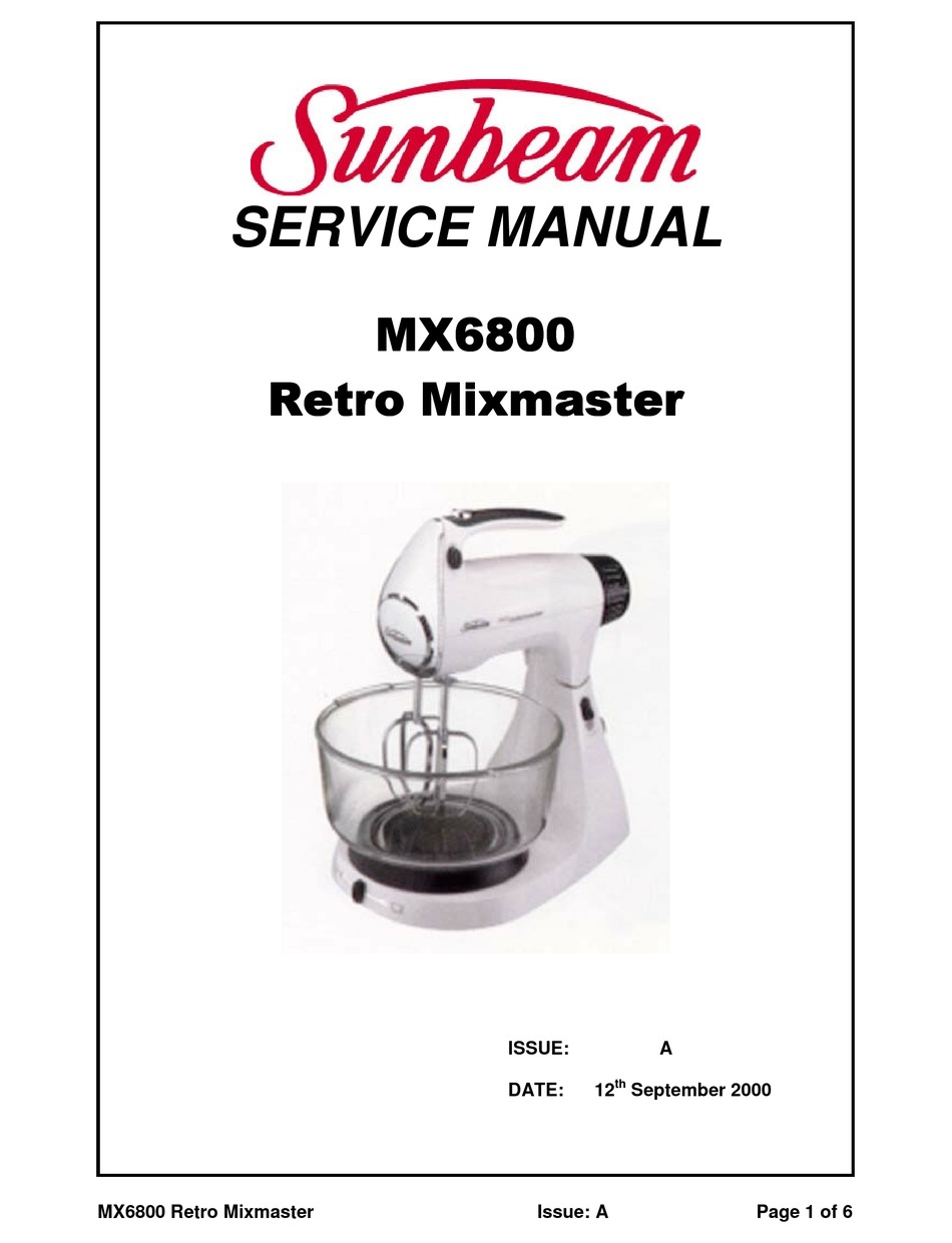 Sunbeam MixMaster Guide PDF Download