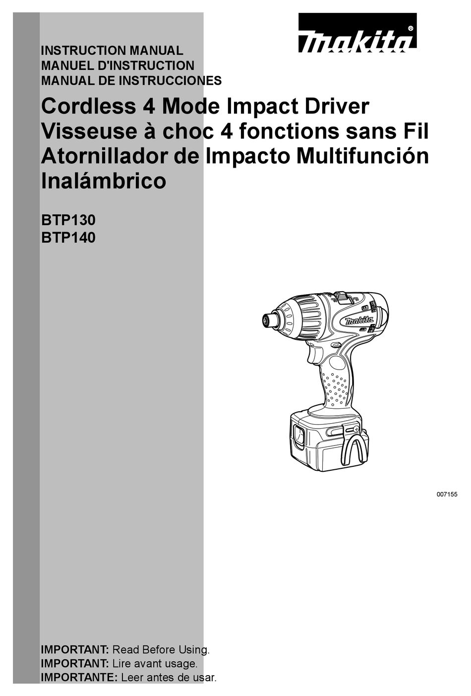 MAKITA BTP130 INSTRUCTION MANUAL Pdf Download | ManualsLib