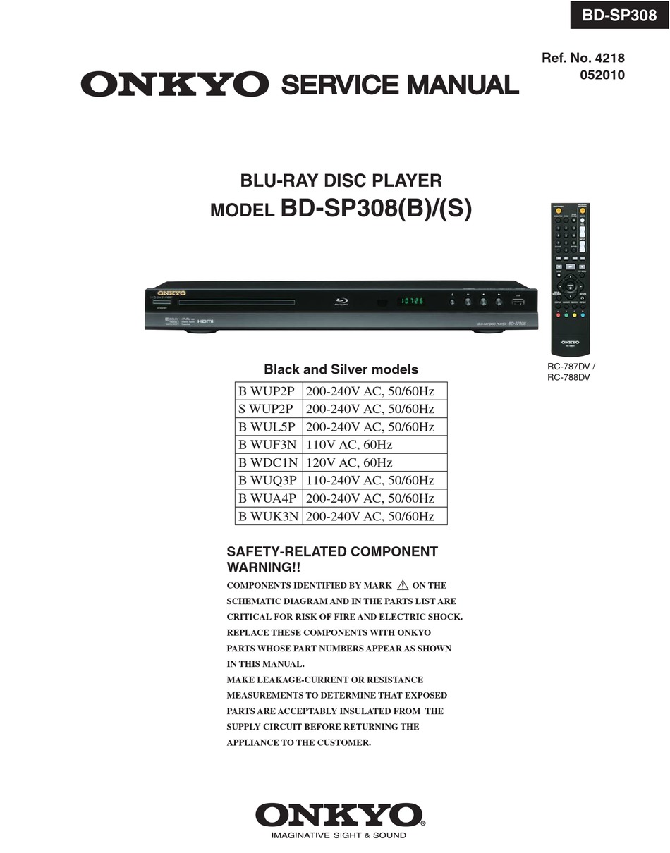 ONKYO BDSP308 SERVICE MANUAL Pdf Download ManualsLib