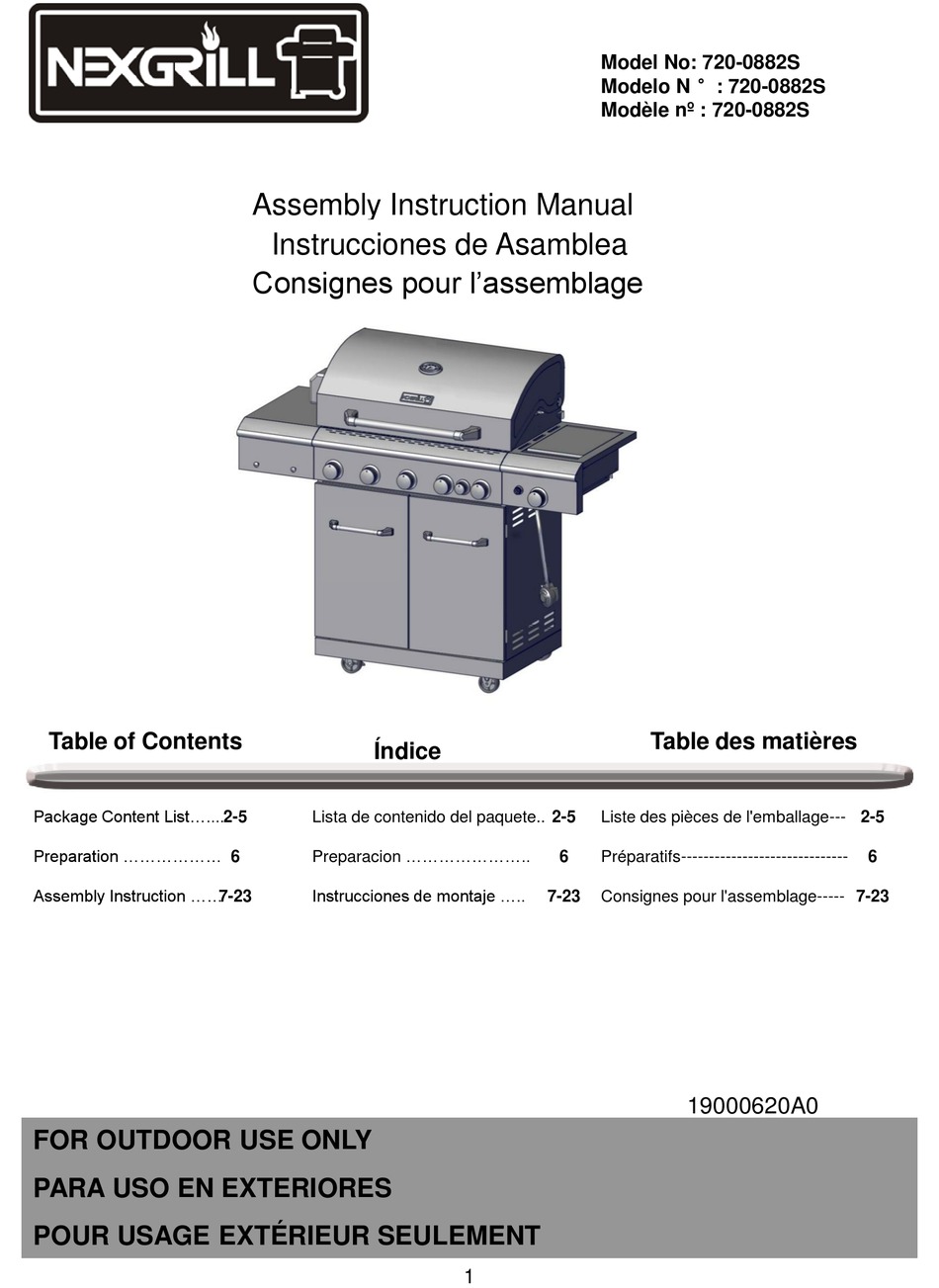 NEXGRILL 7200882S ASSEMBLY & INSTRUCTION MANUAL Pdf Download ManualsLib