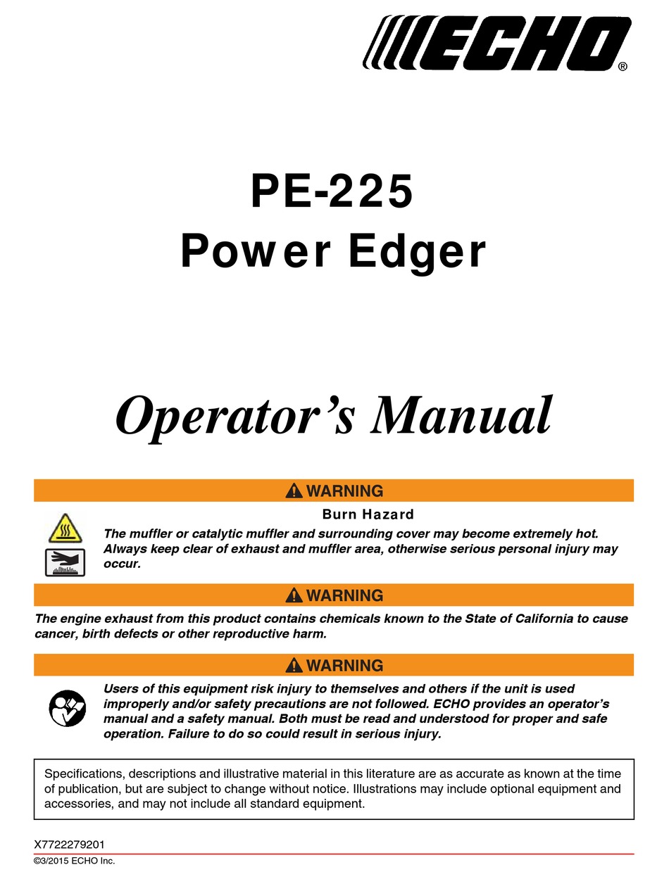 ECHO PE225 OPERATOR