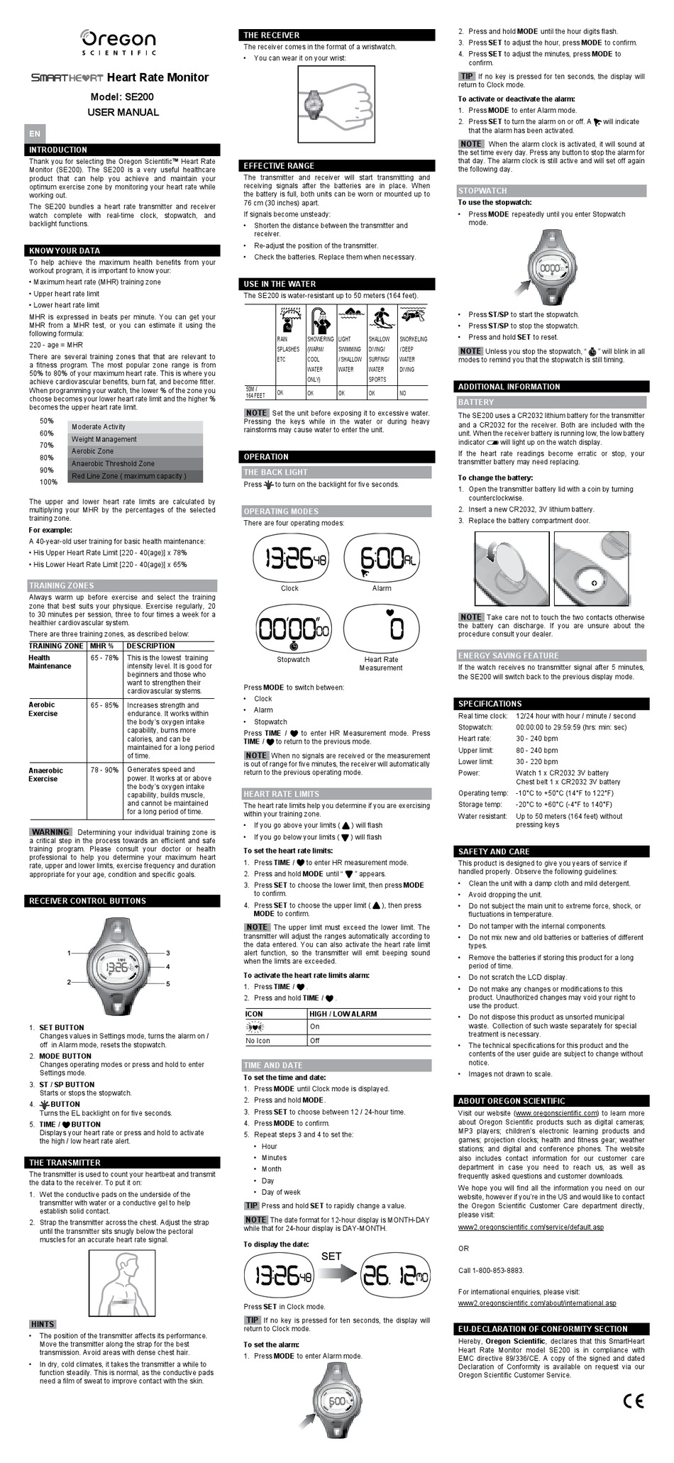 OREGON SCIENTIFIC SE200 USER MANUAL Pdf Download | ManualsLib