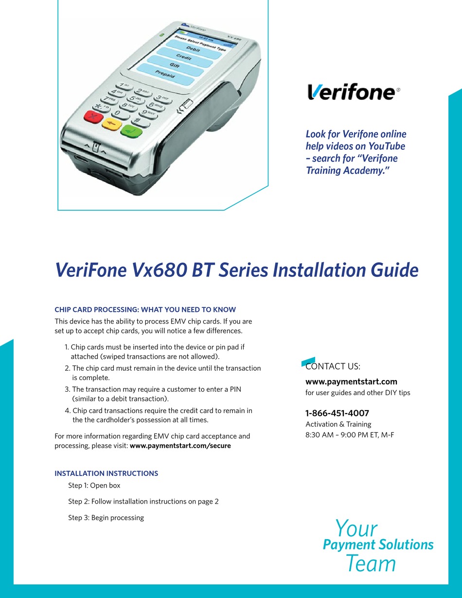 VERIFONE VX680 BT SERIES INSTALLATION MANUAL Pdf Download | ManualsLib