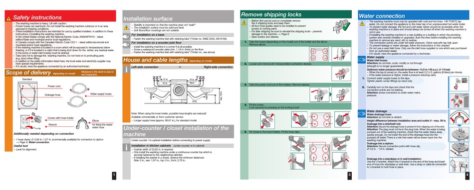 BOSCH WAS20160UC INSTALLATION INSTRUCTIONS MANUAL Pdf Download