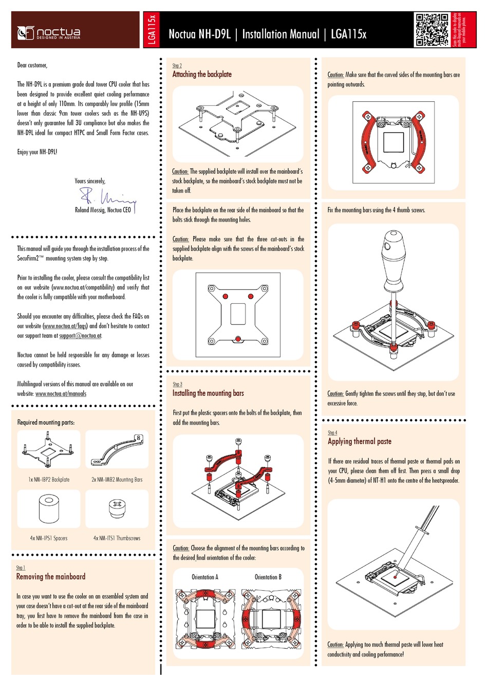 Noctua Nh D9l Installation Manual Pdf Download Manualslib