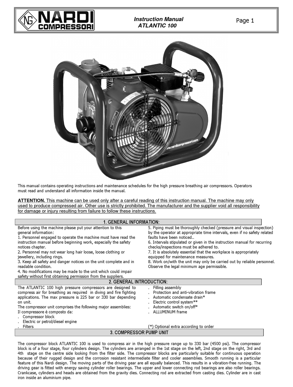 nardi atlantic 100 compressor manual