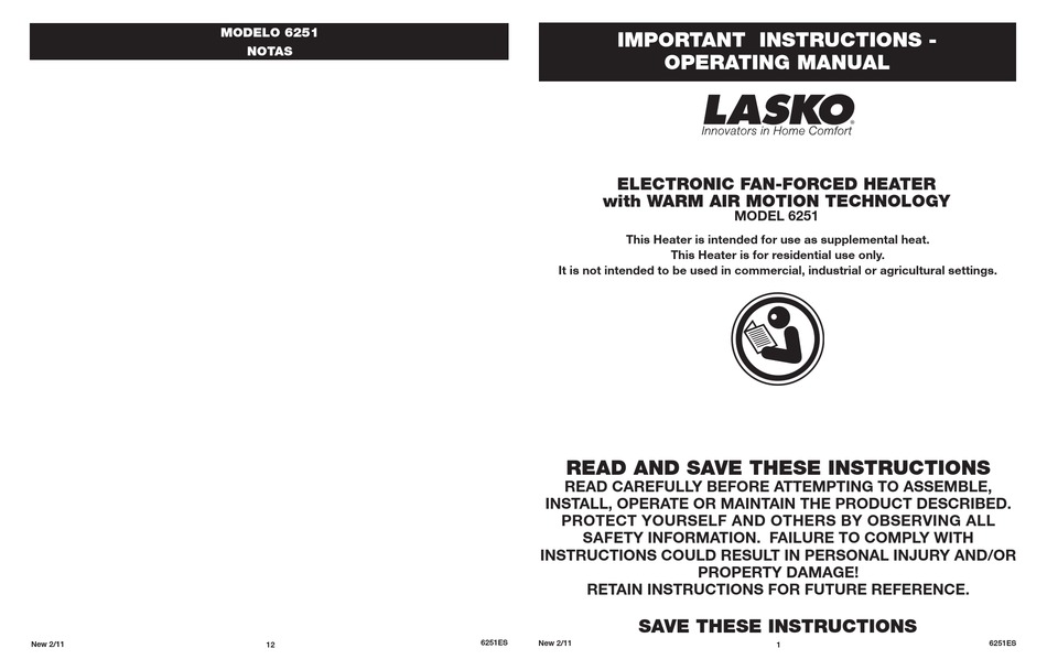 LASKO 6251 OPERATING MANUAL Pdf Download | ManualsLib