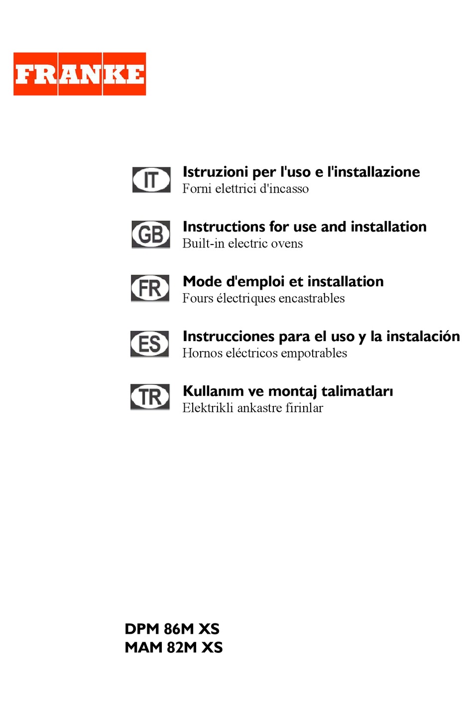 FRANKE DPM 86M XS INSTRUCTIONS FOR USE AND INSTALLATION Pdf Download |  ManualsLib