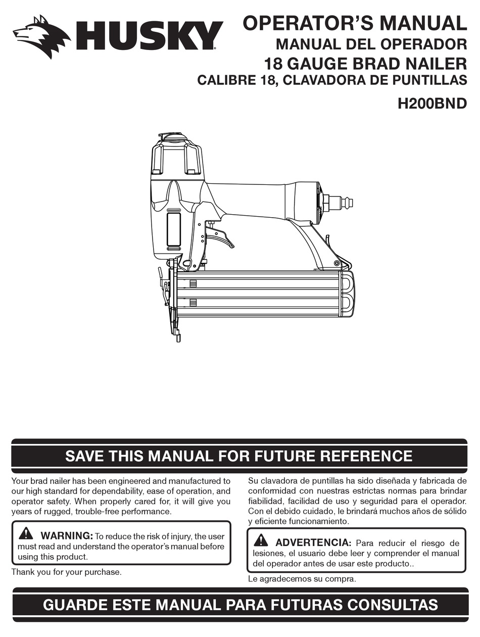 HUSKY H200BND OPERATOR'S MANUAL Pdf Download ManualsLib