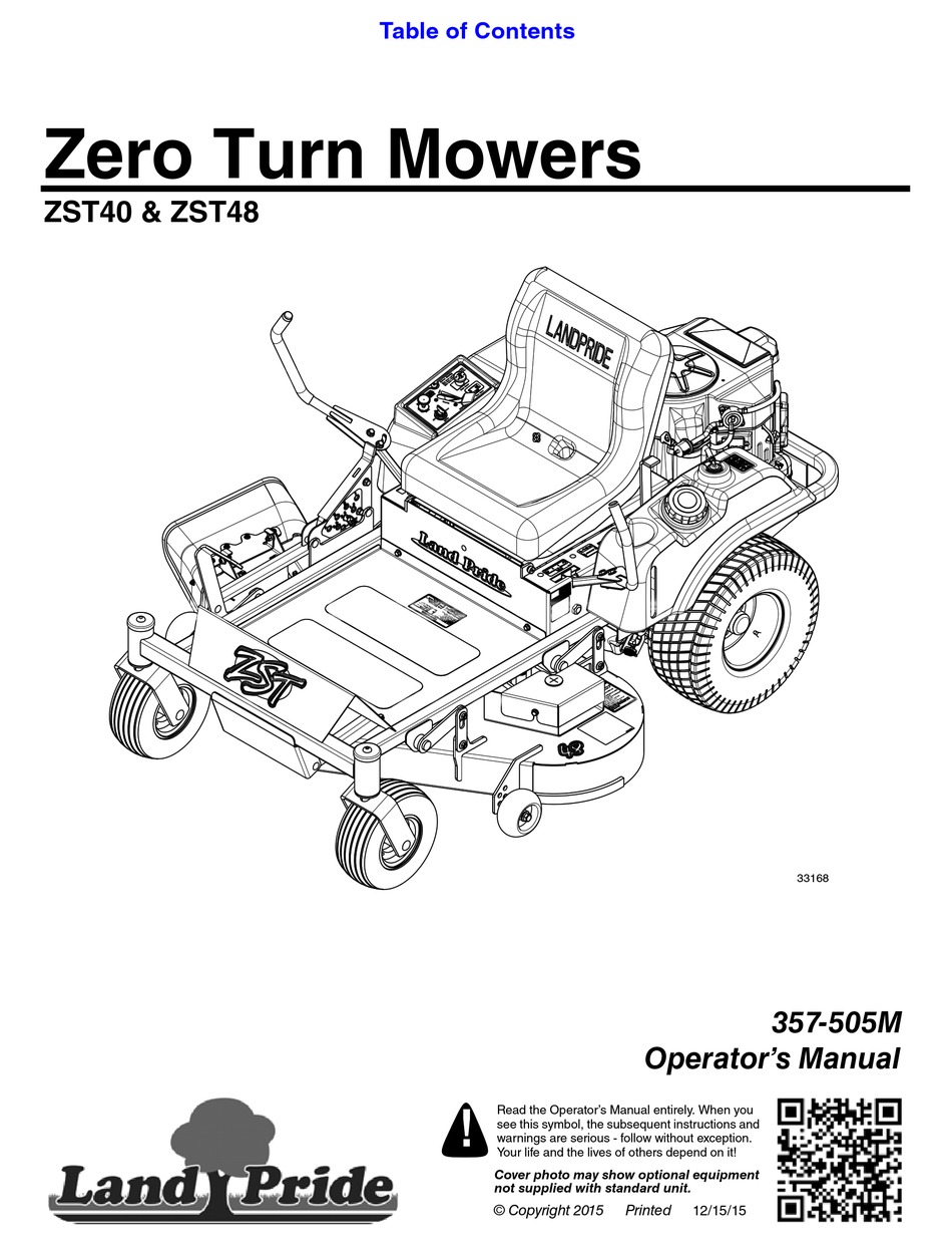 LAND PRIDE ZST48 OPERATOR'S MANUAL Pdf Download ManualsLib