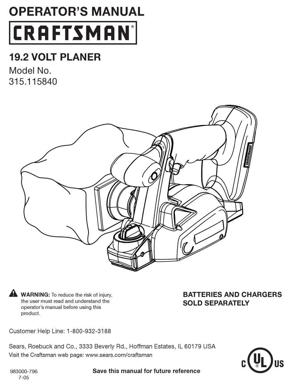 Craftsman planer shop model 315