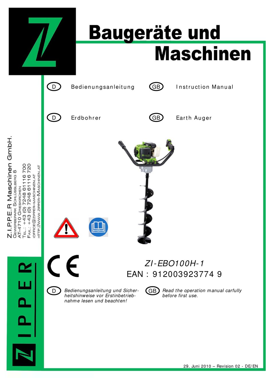 ZIPPER MOWERS ZI-EBO100H-1 USER MANUAL Pdf Download | ManualsLib