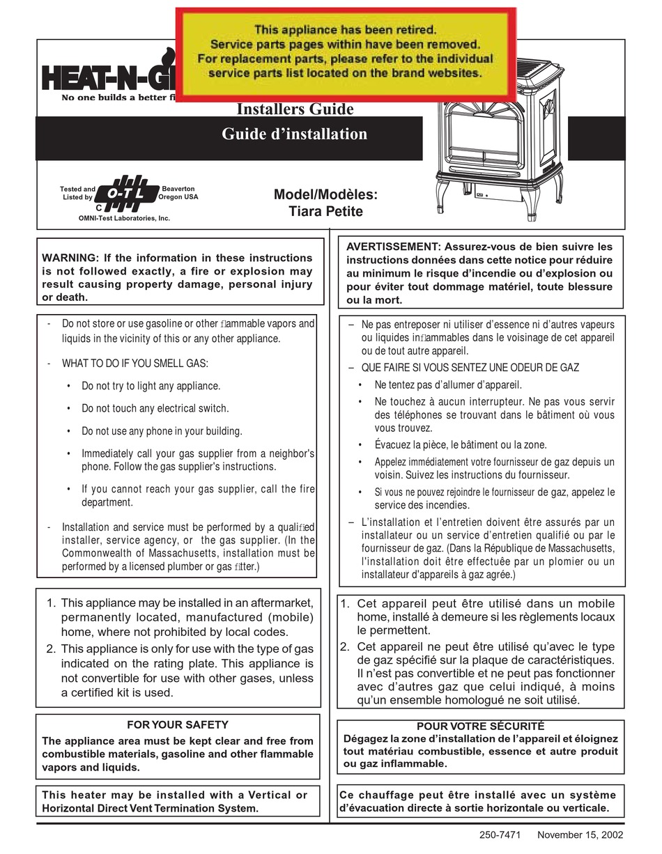 HEATNGLO TIARA PETITE INSTALLER