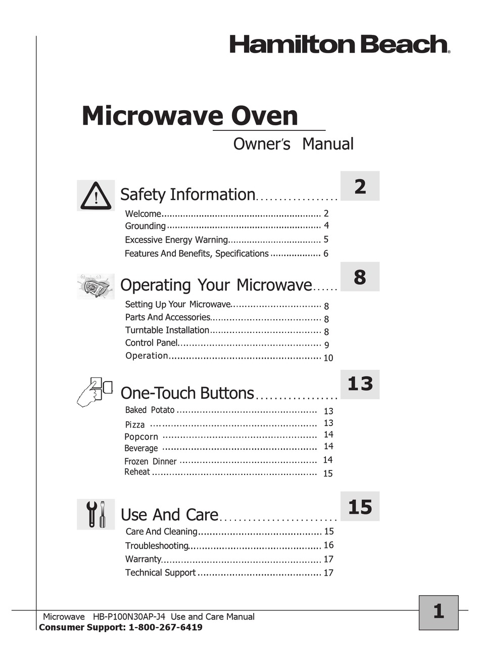 HAMILTON BEACH HB-P100N30AP-J4 OWNER'S MANUAL Pdf Download | ManualsLib