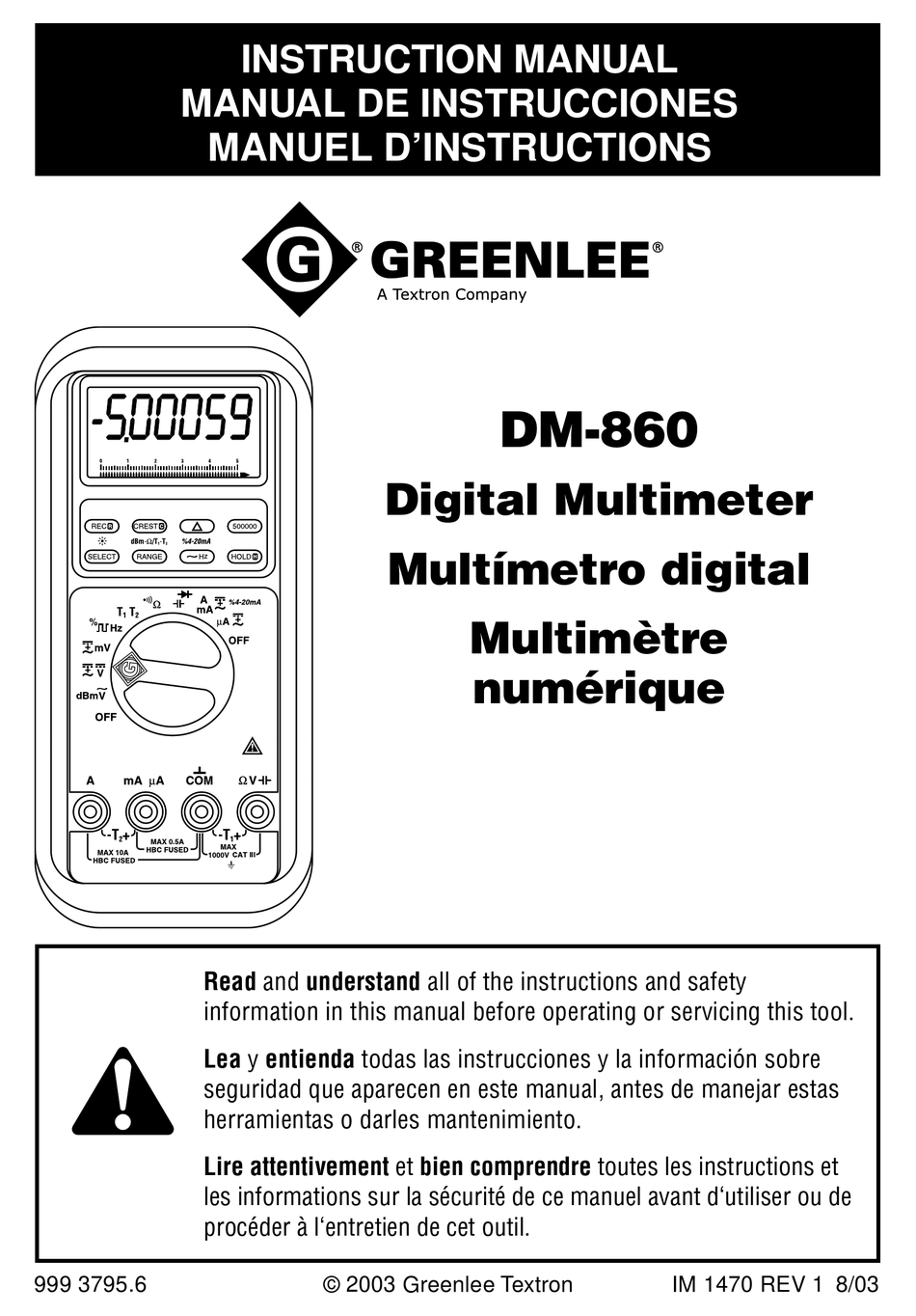 GREENLEE DM860 INSTRUCTION MANUAL Pdf Download ManualsLib