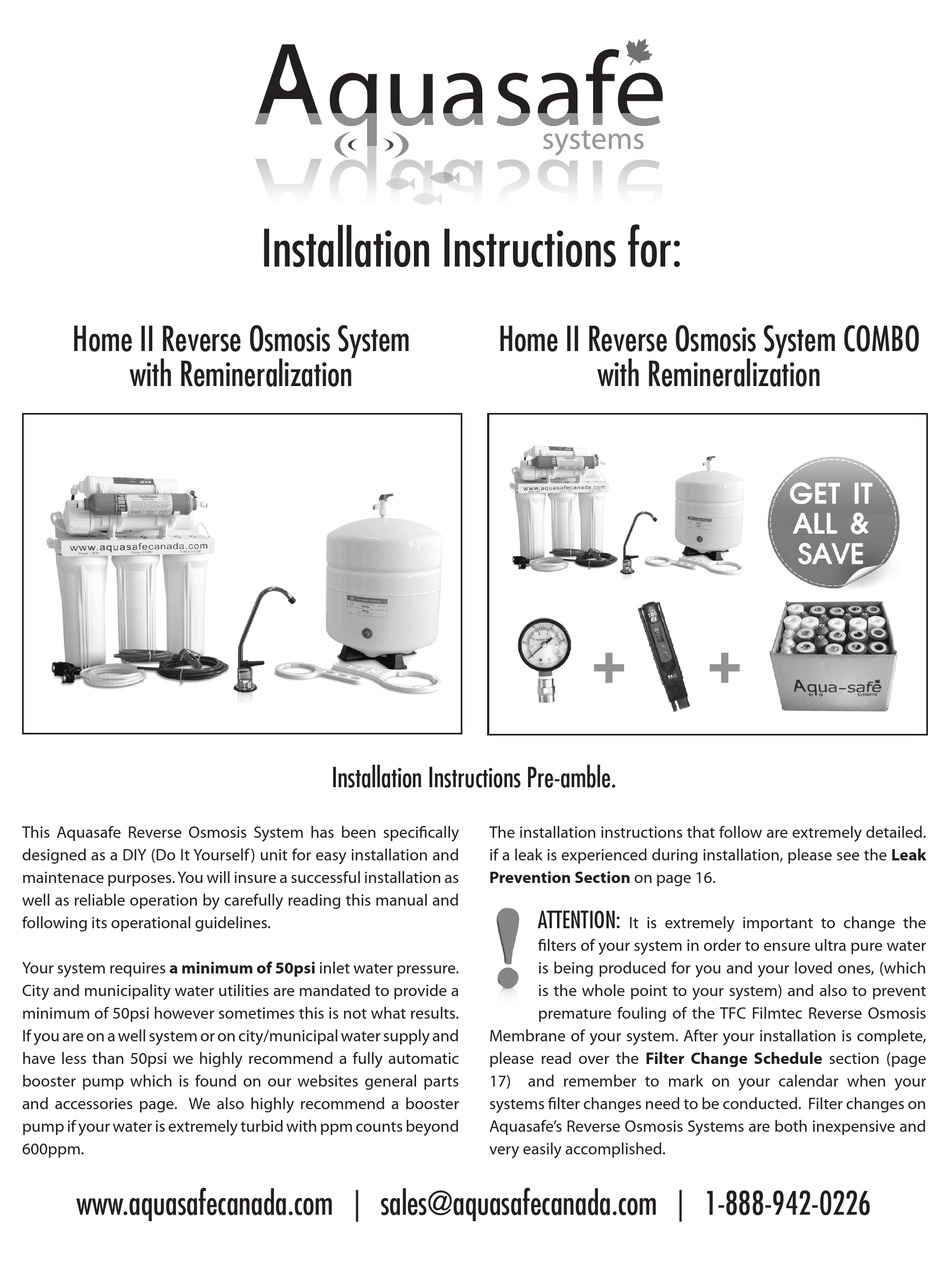 AQUASAFE HOME II INSTALLATION INSTRUCTIONS MANUAL Pdf Download ManualsLib