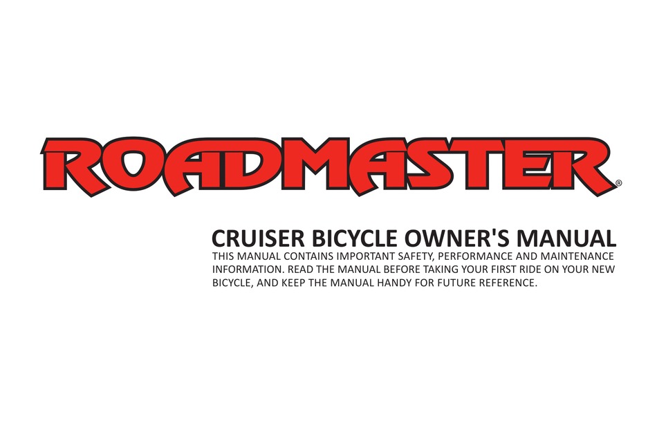 ROADMASTER CRUISER OWNER'S MANUAL Pdf Download ManualsLib