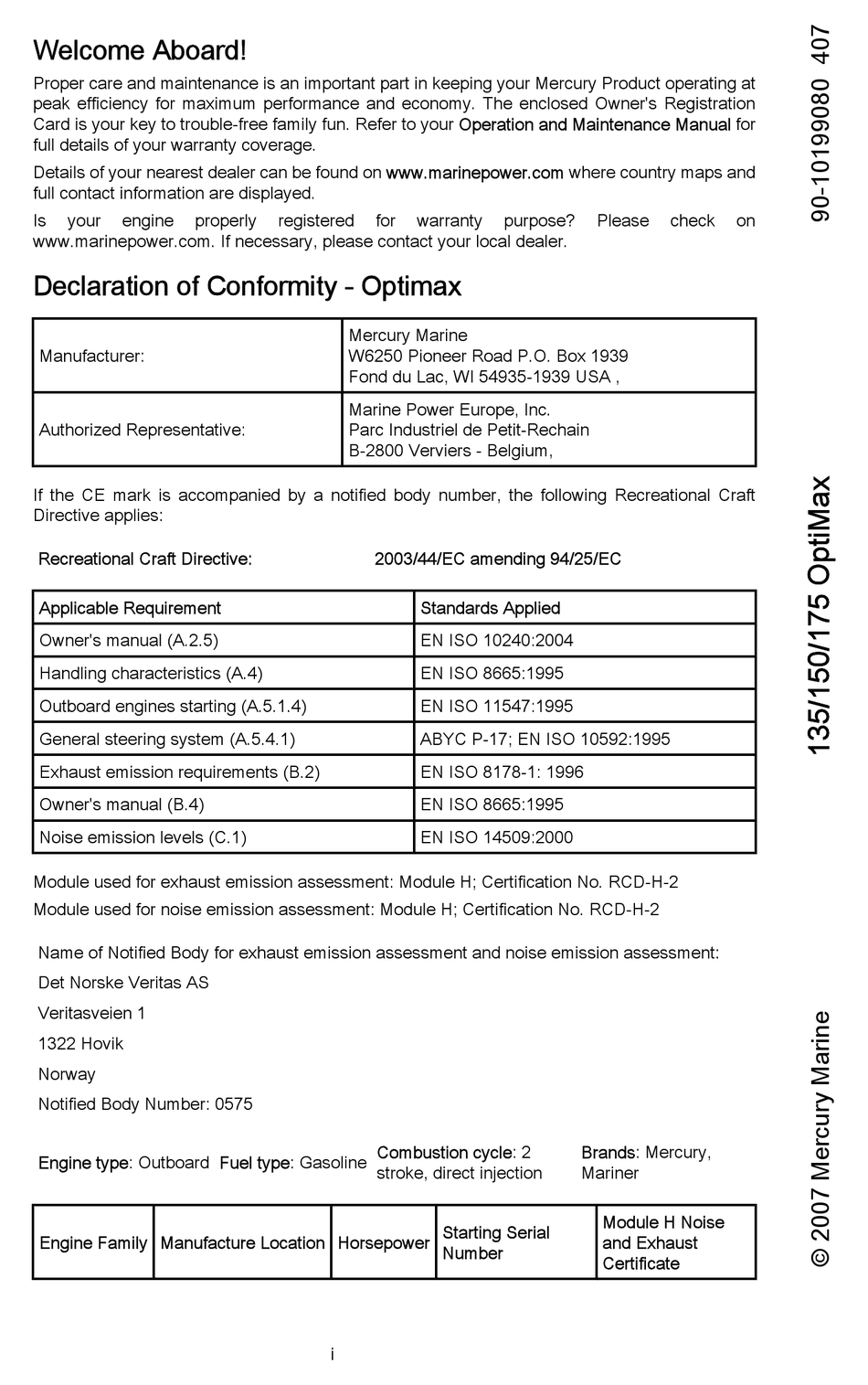 MERCURY 135 OPTIMAX MANUAL Pdf Download | ManualsLib