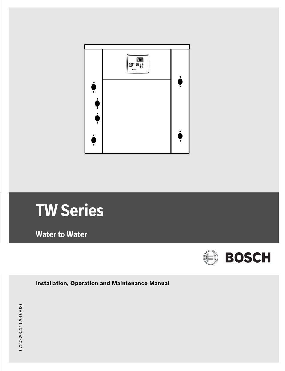 Model Nomenclature Bosch TW Series Installation Operation And