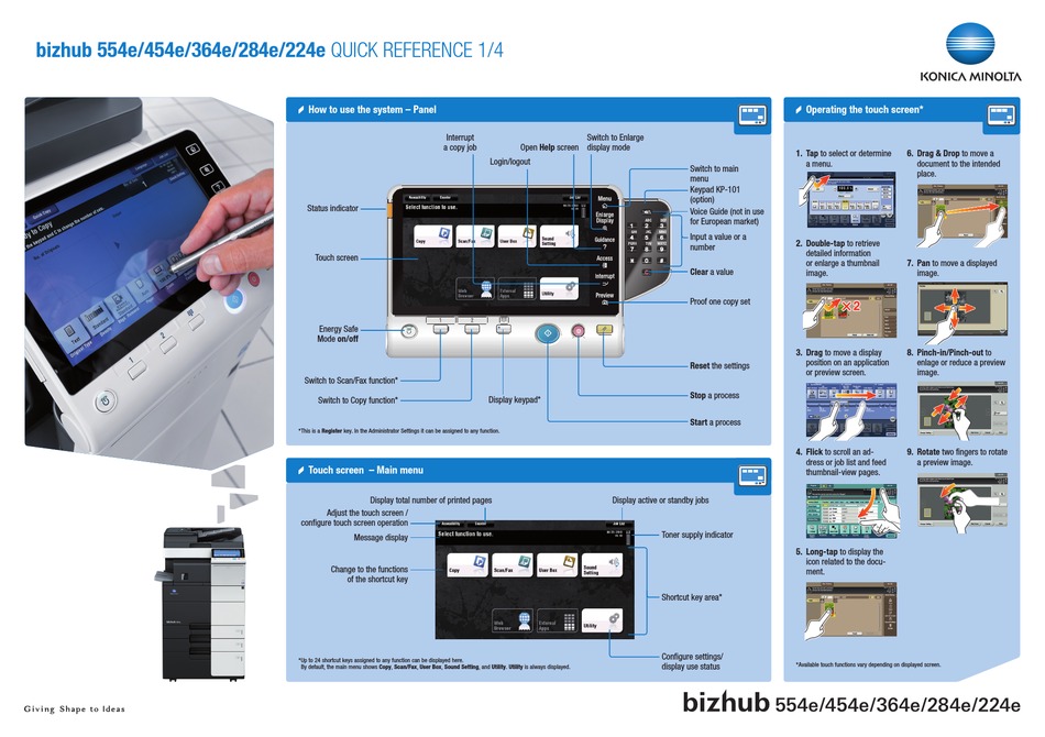 KONICA MINOLTA BIZHUB 554E QUICK REFERENCE MANUAL Pdf Download ManualsLib
