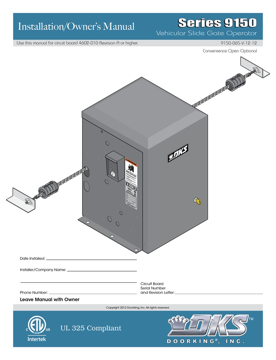 DOORKING 9150 SERIES INSTALLATION & OWNER'S MANUAL Pdf Download