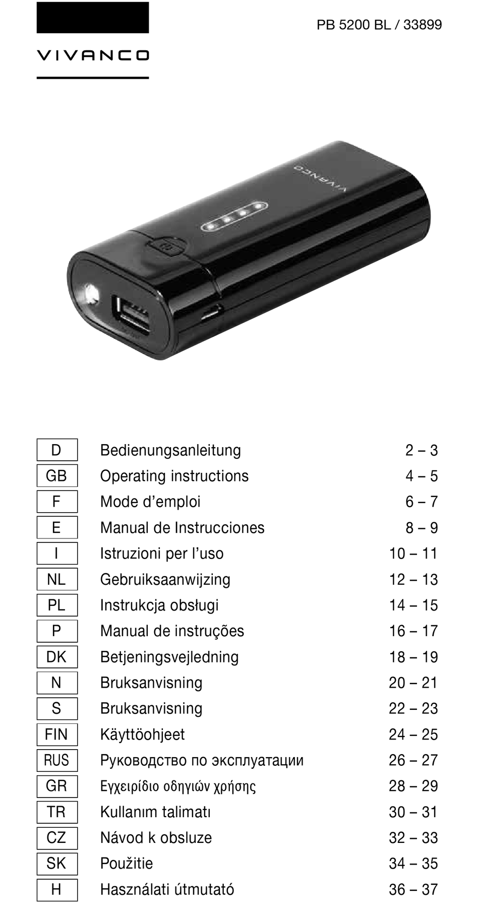 VIVANCO 33899 OPERATING INSTRUCTIONS MANUAL Pdf Download ManualsLib
