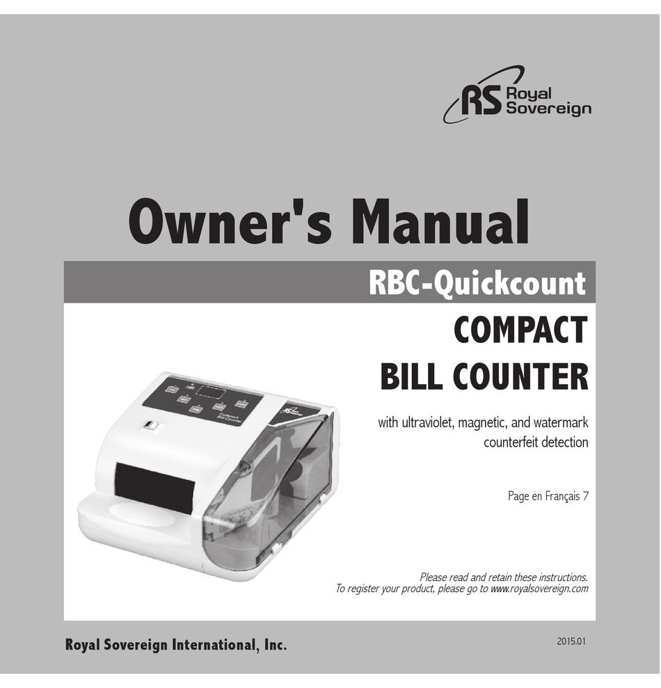 ROYAL SOVEREIGN RBC-QUICKCOUNT OWNER'S MANUAL Pdf Download | ManualsLib